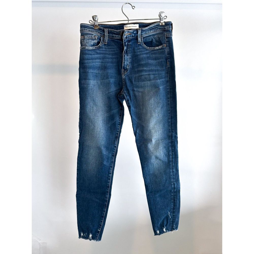 Flying Monkey Ankle Jeans, Size 29, 29W x 25L, Distressed, Unfinished Hems